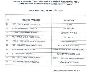 DIRECTORIO CODISEC AÑO 2024